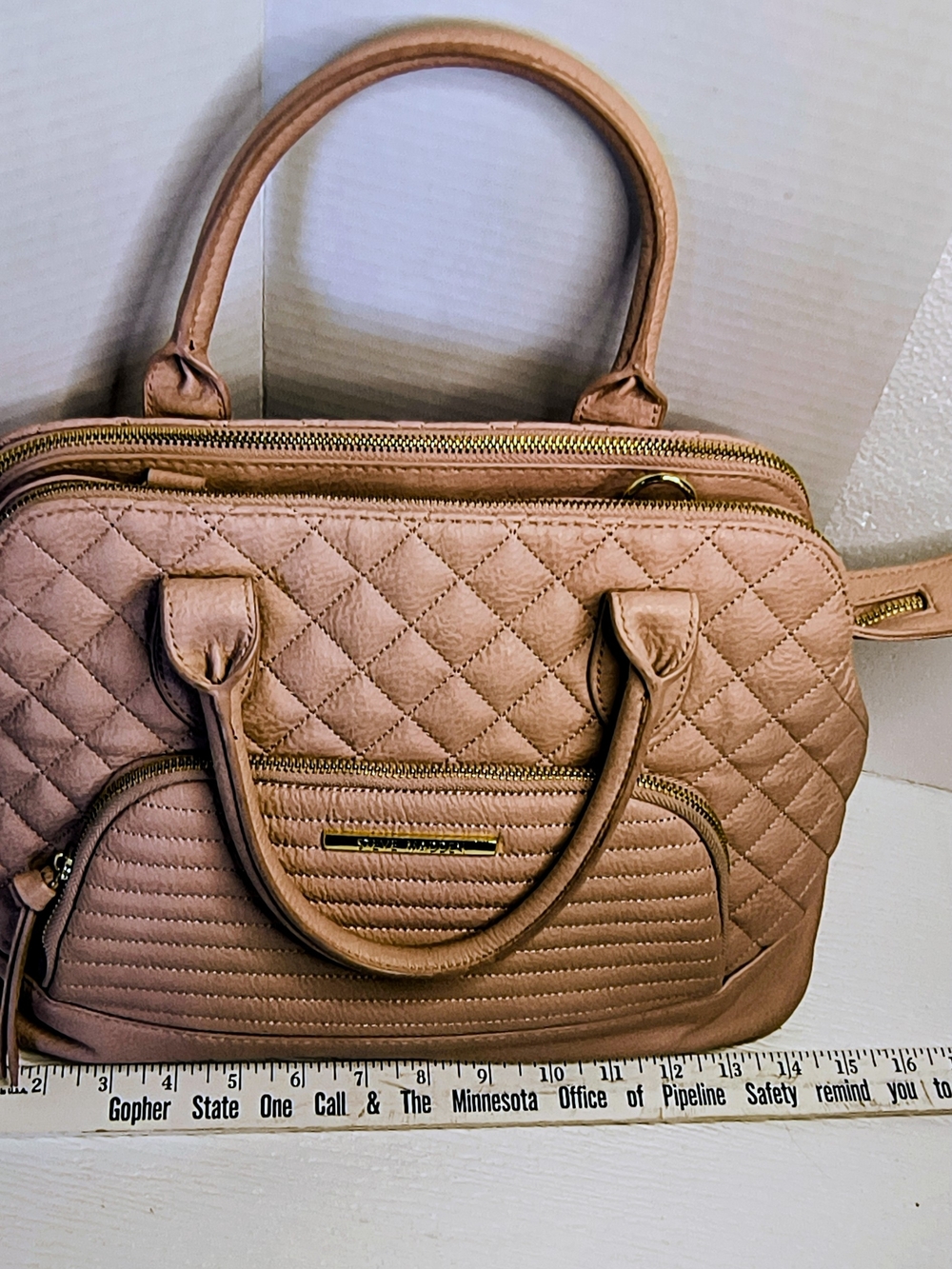 Steve Madden Quilted Tan Satchel Handbag